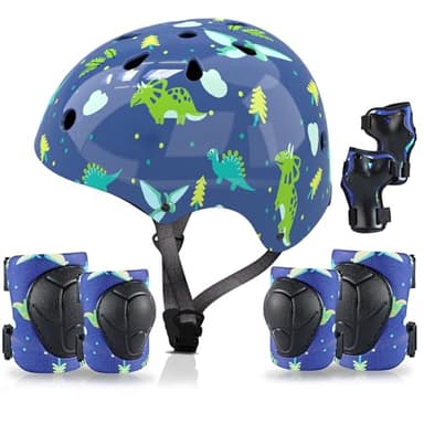 Kids Helmet with Knee Pads Elbow Pads and Wrist Guards,Child Protective Gear for Boys Girls Age 3-5-8 Years fit Roller Skates, Skateboarding, Scooter Bicycle Skate Scooter Skateboard (Blue) - Image 1