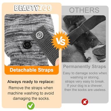 BEAUTYZOO Dog Socks to Prevent Licking Paws, Dog Shoes for Hot Pavement Small Medium Large Senior Dog Booties, Non Slip Dog Boots & Paw Protectors for Hardwood Floors Traction Control Indoor - Image 8