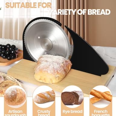 Manual Bread Slicer for Homemade Sourdough Bread, Adjustable Thickness&Evenly Slicing, Hand Crank Bread Slicer with Scale Line and Suction Cup, Serrated Blade Design, Patent:USD105861 - Image 6