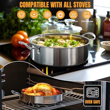 Aufranc Stainless Steel pots and pans set, 6 Piece Nonstick Kitchen Induction Cookware Set,Works with Induction/Electric and Gas Cooktops, Nonstick, Dishwasher - Image 5