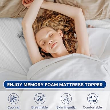 3 Inch Gel Memory Foam Mattress Topper Queen Size, Gel-Infused Mattress Pad Cover for Back Pain,Bed Topper with Removable & Washable Bamboo Cover - Image 2