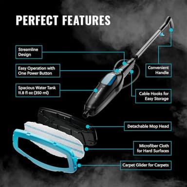 PurSteam Professional Steam Mop | Multi-Surface Floor Cleaner for Hardwood, Tile, Laminate & Carpet | Fast Heating, Lightweight & Chemical-Free Cleaning - Image 7