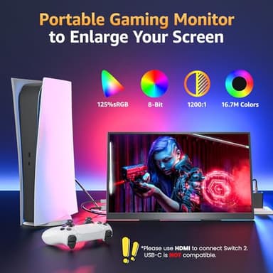 Upperizon Portable Monitor 18.5" FHD 125% sRGB 100Hz IPS HDR HDMI USB-C Travel Monitor for Laptop MacBook PC Surface PS5 Xbox, Large External Display with Kickstand & Speakers, VESA Compatible - Image 7
