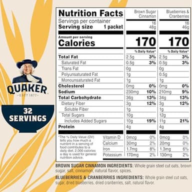 Quaker Steel Cut Quick 3-Minute Oatmeal, 2 Flavor Variety Pack, Individual Packets, 32 Count - Image 2