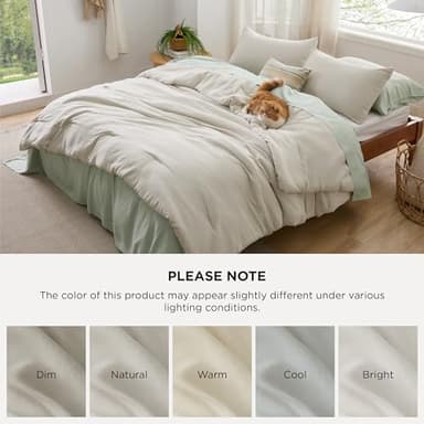 Bedsure King Size Comforter Set, Beige Soft Prewashed Bedding for All Seasons, 3 Pieces GentleSoft™ Warm Down Alternative Bed Set, 1 Lightweight Comforter (104"x90") and 2 Pillowcases (20"x36") - Image 7