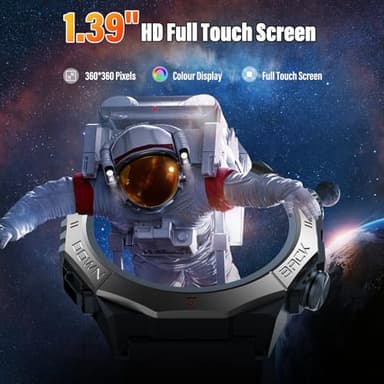 Military Smart Watches for Men(Answer/Make Calls), 1.39"HD Fitness Watch, 24/7 Heart Rate Sleep Monitor, Smart Watch for Men 110+ Sport Modes, 30Day, IP68 Waterproof Smartwatch for Android iOS, Black - Image 4