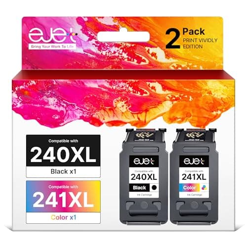 ejet PG-240XL/CL-241XL Ink Cartridge Replacement for Canon 240XL 241XL Combo Pack for Canon 240 241 High Capacity for Printer Pixma MG3620 TS5120 MG2120 MG3520 MX452 MX512 MX532 MX472 (2 Pack) - Image 1