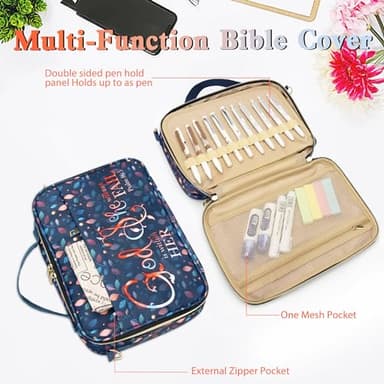 GUEER Bible Cover for Men, Bible Holder, Bible Cover Carrier Carrying Organizer Bag, Zipper and Pockets for Standard Size Bible, Gift for Women (gucaotag) - Image 2