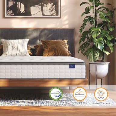 Vesgantti Twin Mattress, 12 Inch Hybrid Twin Size Mattress in a Box, Single Bed Pillow Top Mattresses, Foam and Pocket Coils Innerspring Mattresses, Pressure Relief, Medium Firm Feel - Image 7