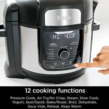 Ninja FD401 LP3 Foodi 12-in-1 Deluxe XL 8 qt. Pressure Cooker & Air Fryer that Steams, Slow Cooks, Sears, Sautés, Dehydrates & More, with 5 qt. Crisper Basket, Reversible Rack & Recipe Book, Silver - Image 3