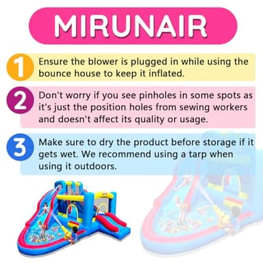 MIRUNAIR Inflatable Bounce House, Blow Up Bouncy House Include Slide, Outdoor Backyard Water Park with Air Blower, Splash Pool, Water Cannon, Climbing Wall, Bounce Water Prak for Kids - Image 4