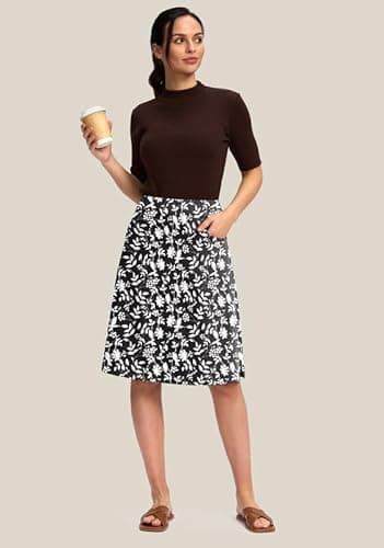 Viodia 25" Knee Length Skorts Skirts for Women with Zipper Pockets Stretchy Modest Aline Midi Skort for Casual Summer Travel - Image 3