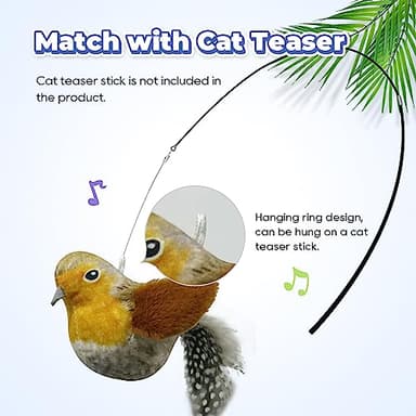 LEWISER Cat Toys Chirping Tit 2 Pcs with Catnip SilverVine, Suitable for Cat Wand Toys, Simulation Bird Design, Interactive Toys for Indoor Kitty Kitten Exercise, Green and Ground - Image 6