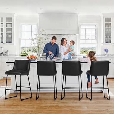 LUE BONA 26 Inch Counter Height Bar Stools Set of 6, Faux Leather Upholstered Barstools, Barstool with Back, Comfortable Bar Chairs, Modern Counter Stools for Kitchen Counter Island - Image 6