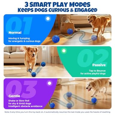 Fsitego Dog Balls: Interactive Dog Ball Auto Rolling - Interactive Dog Toys for Aggressive Chewers - Bouncy & Throwable, Type-C Rechargeable, Washable, for Small & Medium & Large Dogs – Blue - Image 6