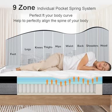 Viplive Mattress Full Size, 10 Inch Memory Foam Full Size Mattress in A Box with Individual Pocket Springs Medium Firm, Soft and Comfortable 75" L *54" W*10" H - Image 3