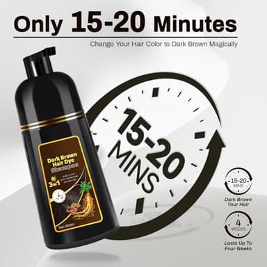 Cosmpro Dark Brown Natural Hair Dye Shampoo 3 in 1, 16.9 Fl Oz/500 ML, Semi-Permanent Gray Hair Coverage, Unisex, Natural Ingredients, - Image 3