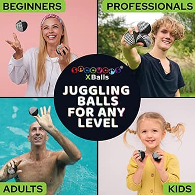 speevers Juggling Balls for Beginners and Professionals Set of 3, Juggling Bean Bags 14 Colors Available, 2 Layers of Net and Carry Case, Original Xballs Juggling Balls (Black - White, 4.2 oz) - Image 2