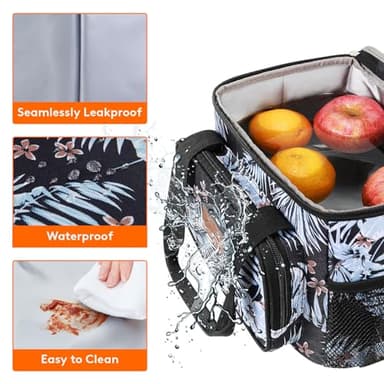 Lifewit Medium Lunch Bag Insulated Lunch Box Soft Cooler Cooling Tote for Adult Men Women, Flower 12-Can (9L) - Image 4