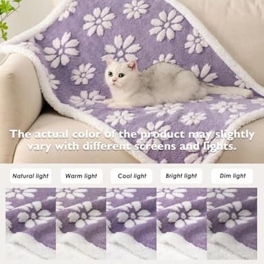 Yaning Waterproof Blanket for Dog Cat or Adult, Cute 3D Textured Flower Dog Blanket for Bed Couch Sofa, Soft Liquid Pee Proof Pet Furniture Protector, 50"x60", Purple - Image 7
