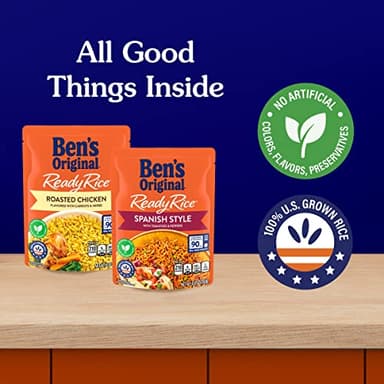 BEN'S ORIGINAL Ready Rice Roasted Chicken and Spanish Style Flavored Rice Variety Pack, Easy Dinner Sides, 8.8 OZ Pouch (Pack of 6) - Image 5