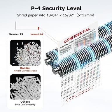 Bonsaii 12-Sheet Micro Cut Shredders for Home Office, 60 Minute P-4 Security Level Paper Shredder for CD, Credit Card, Mails, Staple, Clip, with Jam-Proof System & 4.2 Gal Pullout Bin C266-B - Image 4