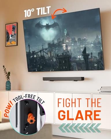 ECHOGEAR Wall Mount TV Bracket for TVs Up to 90" - Low Profile Design Tilts to Eliminate Glare - Includes Drilling Template & Can Be Leveled After Install - UL Listed for Safety - Image 3