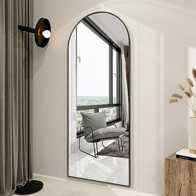 BEAUTYPEAK 65"x24" Full Length Mirror, Arch Full Body Floor Mirror, Wall Mirrors Hanging or Leaning Arched-Top with Stand for Bedroom, Dressing Room, Black - Image 6