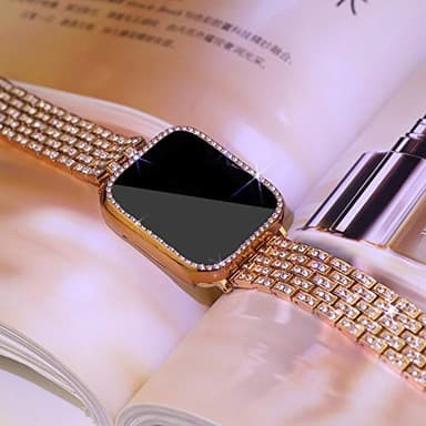 SUPOIX Compatible with Apple Watch Band 40mm + Case, Women Jewelry Bling Diamond Rhinestone Replacement Metal Strap &Soft TPU Protector Case for iWatch Series 6/5/4/se(Rose gold) - Image 5