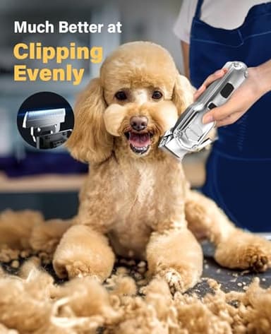 oneisall Dog Grooming Kit for Heavy Thick Hair&Coats/Low Noise Rechargeable Cordless Waterproof Dog Clippers for Grooming Animals&Pets/Pet Shaver with Stainless Steel Blade and Paw Trimmer - Image 2