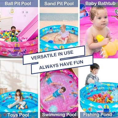 Big Summer 3 Rings Kiddie Pool, 48”X12”, Kids Swimming Pool, Inflatable Baby Ball Pit Pool, Small Infant Pool (Pink) - Image 7