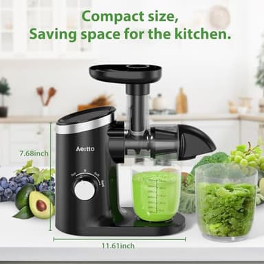Aeitto Juicer Machines with Soft & Hard Modes, Quiet Motor, Reverse Function, Juicer Machines Vegetable and Fruit, Cold Press Juicer, Easy to Clean with Brush - Image 6