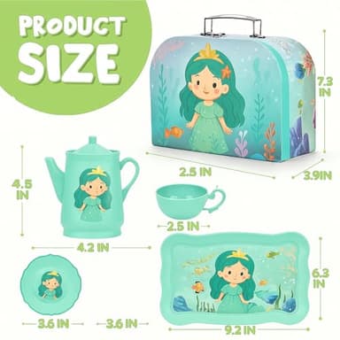 Lajeje Princess Tea Party Set for Little Girls - Pretend Plastic Teapot Set, Princess Tea Time Play Kitchen Toy with Cups, Plates, and Carrying Case - Birthday Gifts for Kids Toddlers Age 3 4 5 6 - Image 6
