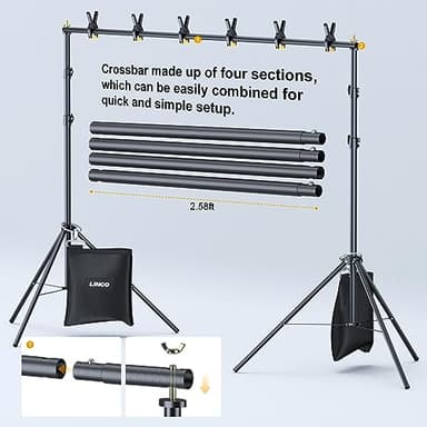 LINCO Backdrop Stand for Parties Kit 10x7 ft Adjustable Back Drop Photography Studio Photo Background Support System with Clamps, Sand Bag, Carrying Bag 4172 - Image 4