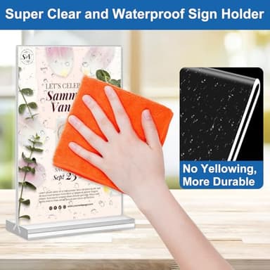 Acrylic Sign Holder 4x6, 20 Pack Clear Table Vertical Double Sided Table Menu Display, Plastic Desktop Picture Frames Stand Acrylic Paper Holder Tabletop Sign Holder for Wedding Office Show Fair - Image 5
