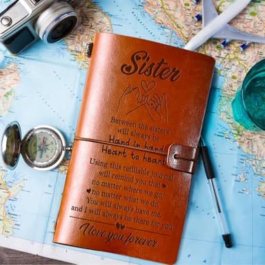 Aremdys Sister Christmas Gifts from Sister Leather Journal, Sister Birthday Gifts,To My Sister 140 Page Refillable Leather Notebook, Graduation Mothers day Christmas Gifts for Sister from Sister Brother - Image 5