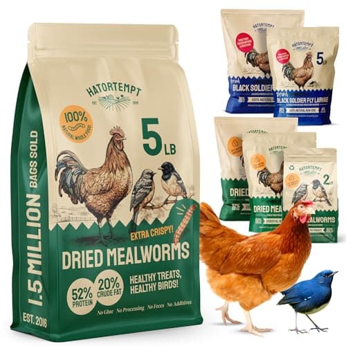 Hatortempt Chicken Feed Dried Mealworms - 5 Lb, Non-GMO & Organic - High-Protein Mealworms for Wild Birds & Ducks, Chicken Treats & Bird Food - Image 1