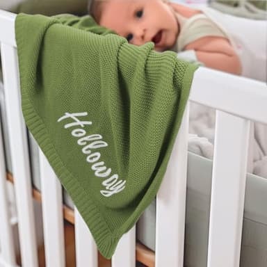 TTMIZA Personalized Baby Knit Blanket Custom Embroidered with Name for Newborn Baby Boy and Girl Nursery Blankets Gifts Customize Baby Blankets 37x42in Newborn Holiday Shower Gift - Image 7