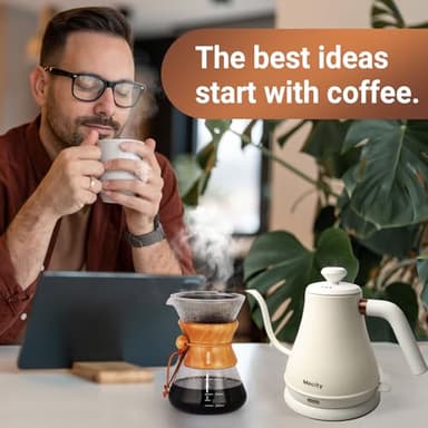 Mecity Electric Kettle Stainless Steel Gooseneck Water Kettle Water Boiler for Pour Over Coffee Fast Heating, Auto Shut Off, 27 fl oz, 1000W, Milk White - Image 8