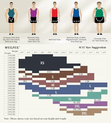 WULFUL Men's Slim Fit 3 Piece Suit, One Button Solid Blazer Business Party Jacket Vest Pants Set Black - Image 6