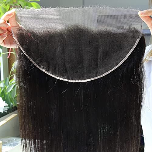BEEOS 13x6 HD Lace Frontal Only, 0.10mm Ultra-thin Invisible Film Lace Straight Virgin Human Hair Frontal Pre Plucked Natural Hairline 20 Inch - Image 1