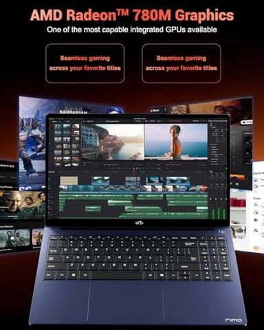 15.6'' FHD IPS Student-Laptop-Computer - AMD Ryzen 5(Beat i3 1215U 4 Cores Up to 3.7GHz), 8GB RAM 128GB SSD, 65W Type-C, 2 Years Warranty, Fingerprint, Backlit Keyboard, BT5.2, Numpad, Blue - Image 2