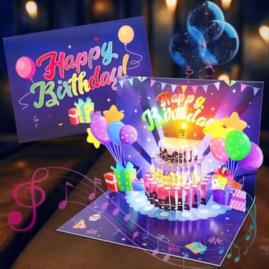 FITMITE Birthday Cards, Musical Pop Up Birthday Cards with Light, Blow Out LED Light Candle and Play Happy Birthday Music Pop Up Card, Birthday Gifts for Women Men Husband Wife Kids Greeting Cards - Image 7