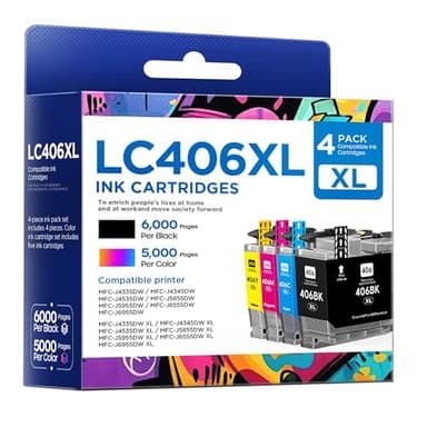 belietop LC406XL Ink Cartridges High Yield Compatible for Brother LC406XL LC406 use with MFC-J4335DW MFC-J4535DW MFC-J5855DW MFC-J6555DW MFC-J6955DW Printer (Black, Cyan, Magenta, Yellow, 4 Pack) - Image 1