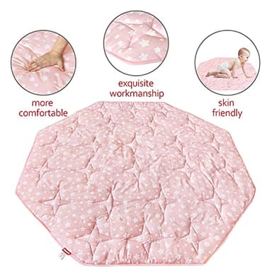 Octagon Playpen Mat Pink for Girls, Non Slip Baby Playpen Mattress Mat Fits 8 Panel Regalo Extra Large Portable Play Yard, Pink Star Print Playard Pad for Girls - Image 4
