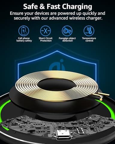TOZO Wireless Charger 15W Max Fast Wireless Charging Pad Compatible with iPhone 16/16 Plus/16 Pro Max /15/14/13/SE/12 Series, Samsung Galaxy S24/S23/S22 Series (No AC Adapter), Glossy Black - Image 2