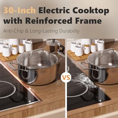 Pladeca 30 Inch Electric Cooktop, 5 Burner Electric Stove Top 6900W, 30" Built-In Ceramic Countertop with Metal Frame, Child Lock, Timer, Slide Control, 220-240V Hardwired (No Plug) - Image 6