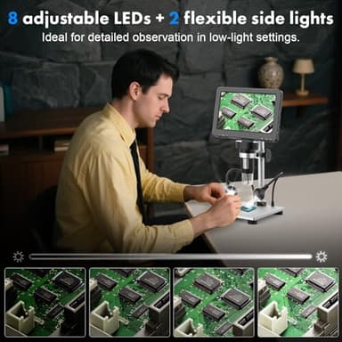 7" LCD Digital Microscope 1200X with Screen - 16MP Photo/1080P Video Coin Microscope for Full Coin View - Soldering Microscope for Adults with 10 LED Lights & 32GB Card,Windows/Mac OS Compatible - Image 3