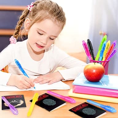 GIFTINBOX Invisible Ink Pens with UV light for Kids, Spy Pen Party Favors for Kids 8-12, 24Pack Invisible Ink Pen and Notebook, Magic Marker for Secret Message Birthday Party Favors for Kid 4-8 - Image 6