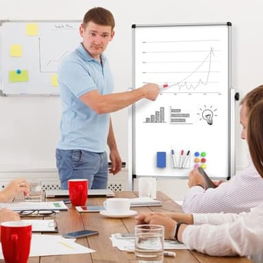 40x28 Inches Mobile Whiteboard, Double Sided Magnetic Dry Erase Board Height Adjustable Whiteboard with Stand for Home Office Classroom - Image 2